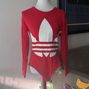 Adidas Red Long Sleeve Bodysuit